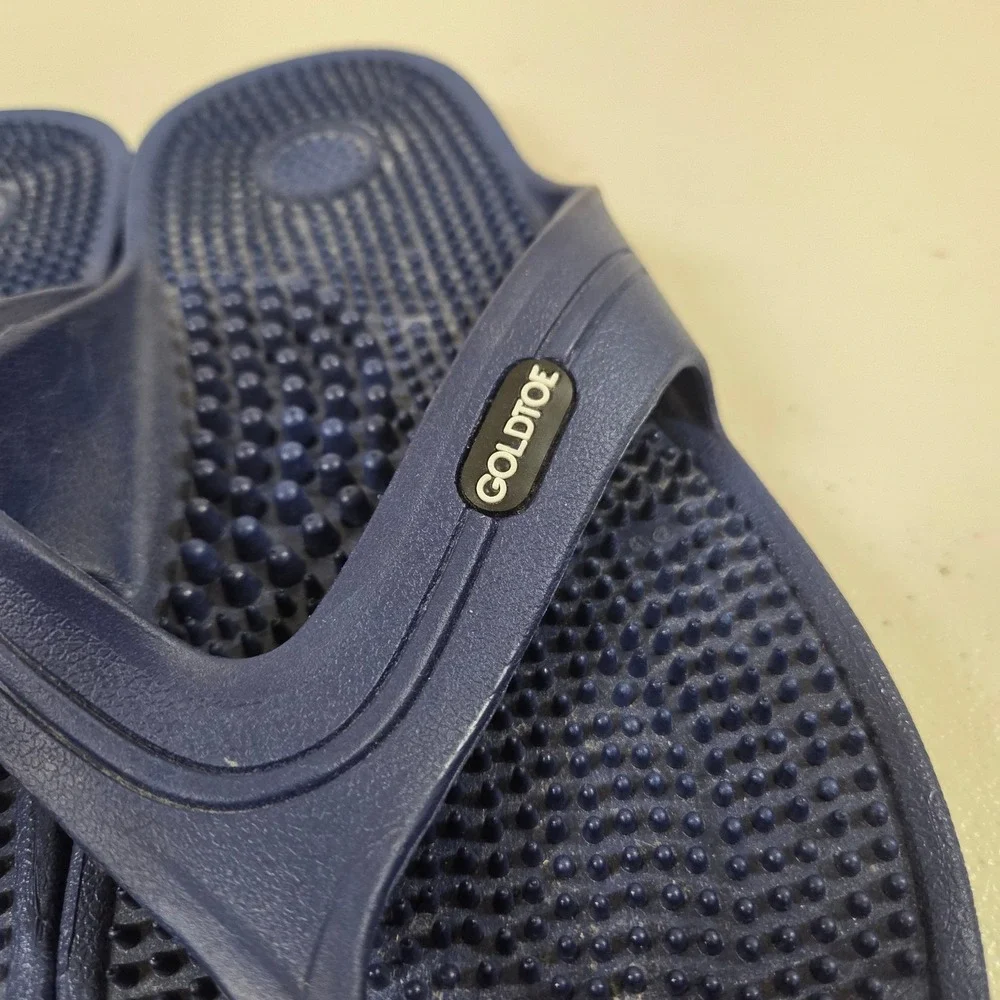 Goldtoe‎ Mens Navy Blue Massage Footbed Flip Flop Sandals YSL-01 Size Small